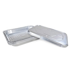 13" x 11" x 1.5" Half-Size Aluminum Steam Table Pans with Lids, Shallow